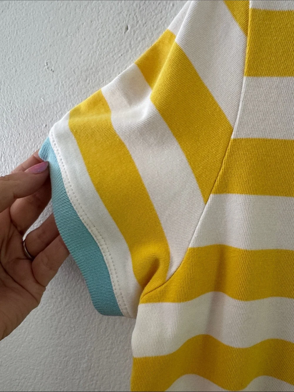 Lilly Pulitzer Yellow White & Light Blue Striped Polo Sz S